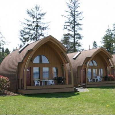 Low cost solid wood camping pods