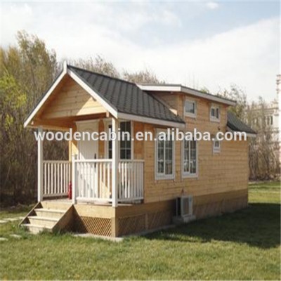 wooden mobile trailer house with wheel