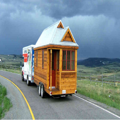 Wooden cabin tiny home trailer house for travel caravan